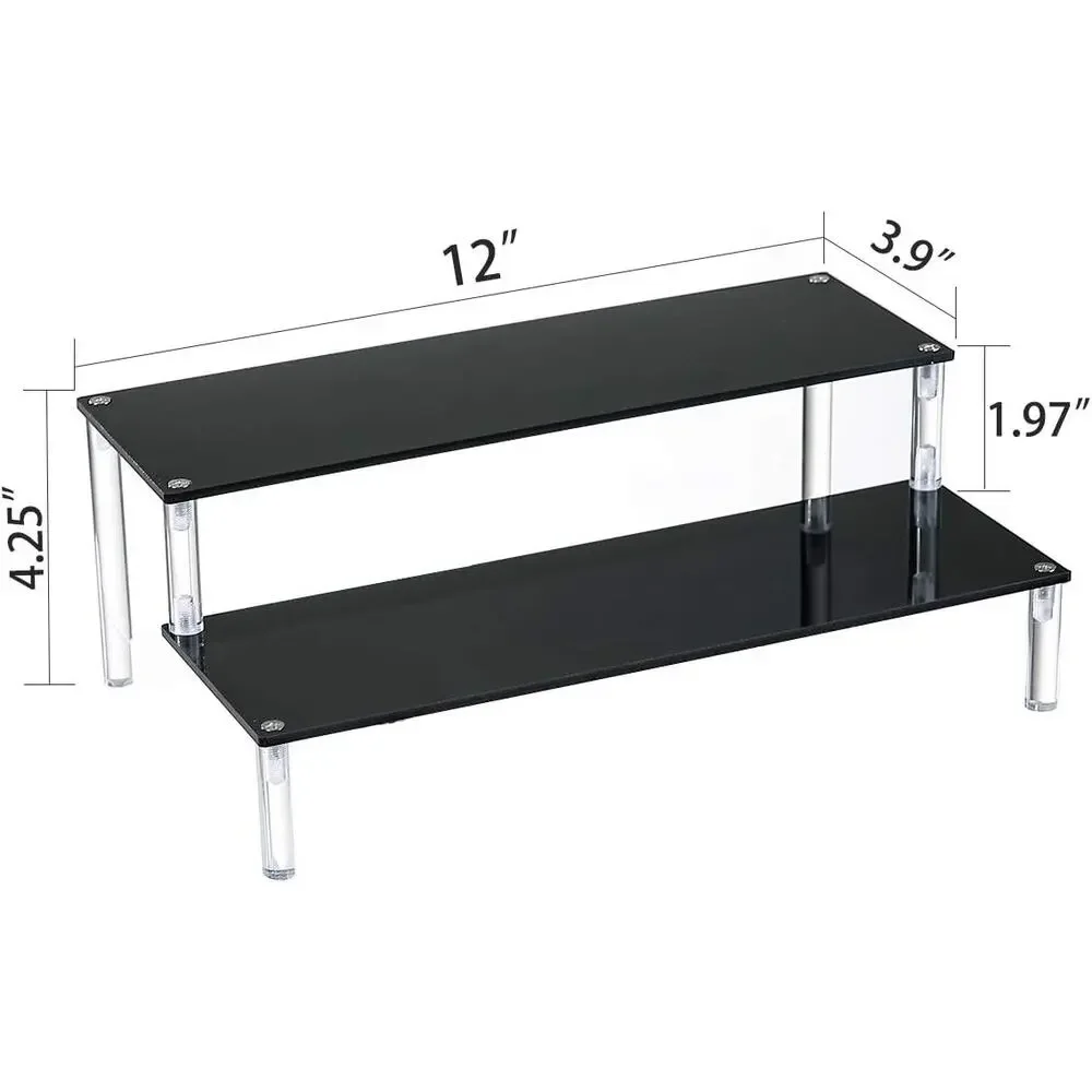 2-Tier Black Acrylic Display for Dessert Jewels Figurine Cupcake Stand - 2 Pack